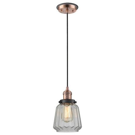 Innovations F Chatham Mini Pendant, AC/Rib/Nov, 201CBP-ACBK-G142