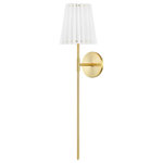 Mitzi by Hudson Valley Lighting - Demi 1-Light Long Wall Sconce Aged Brass - Dubbed the comeback queen, Demi brings pleats into the modern age, coupling the traditional motif with minimalist metalwork. The Demi collection is stacked, available as a wall sconce, pendant, linear light, table lamp, and floor lamp. Throughout the family, one detail that shines is the metal ring at the edges of the shade. Structural in nature, it becomes a decorative accent, finished in aged brass or soft black.