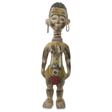 Novica Handmade Fante Fertility Doll Ii African Wood Sculpture