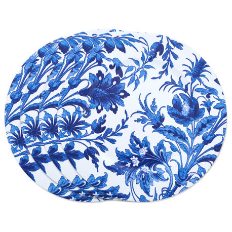 French Style Floral Print Decorative Charger Plate Set of 4