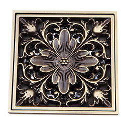 Bathroom Accessory Antique Brass Finish Solid Brass Floor Drain FD008 - Bathroom Accessories