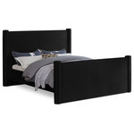 Meridian Furniture - Elias Upholstered Bed, Black, Full, Velvet - Revamp your bedroom decor by adding the gorgeous and stylish Elias Velvet Full Bed. Featuring a sleek and minimalistic design, this bed is constructed with a solid wood inner frame for long-lasting durability. The soft black velvet upholstery adds a touch of elegance to your bedroom, making it a perfect addition to any modern or contemporary living space.