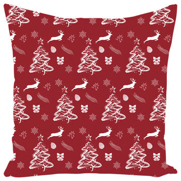 Christmas Red Throw Pillow, 14x14, With Insert