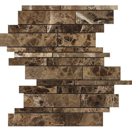 Emperador Dark Polished Marble Random Strip Mosaic