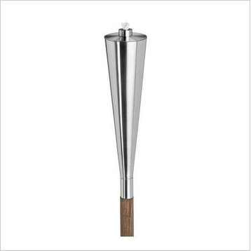 Blomus Modern Large Wood Garden Torch, Stainless Steel, Set Of 4