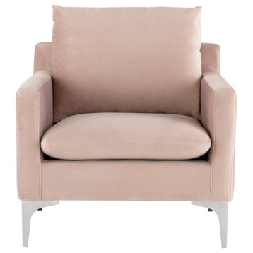 Anders Blush Single Seat Sofa Brushed Stainless Legs