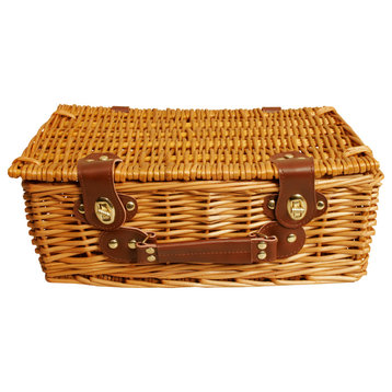 Wald Imports Brown Wicker 13" Picnic Basket