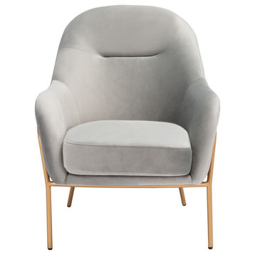 Safavieh Eleazer Velvet Accent Chair, Grey/Gold