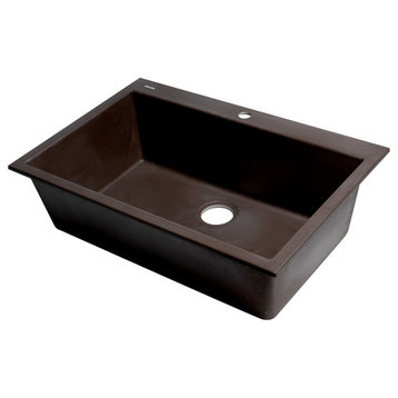 AB3322DI-C Chocolate 33" Single Bowl Drop In Granite Composite Kitchen Sink