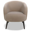 London Ruched Barrel Accent Chair, Mink Beige Velvet
