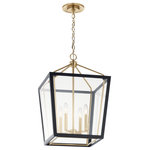 Kichler Lighting, LLC. - Delvin 24" 4 Light Pendant With Clear Glass, Champagne Bronze and Black - The Delvin pendant's removeable clear glass panes let you curate your look from formal to casual. Its dual finish makes it easy to coordinate. Instantly add an elevated style and sophistication to a space with its layered architectural design.