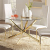Bowery Hill Chanel 46" Round Glass Top Dining Table in Gold