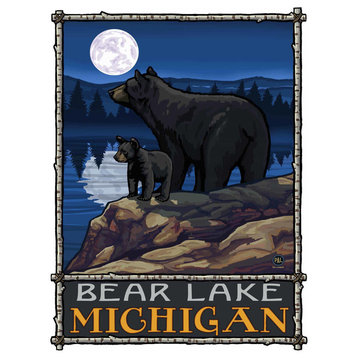 Paul A. Lanquist Bear Lake Michigan Bear Lake Moon Art Print, 9"x12"