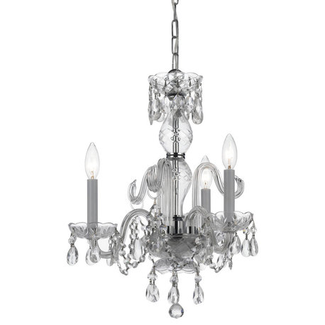 Traditional Crystal 3-Light Mini Chandelier, Polished Chrome Finish