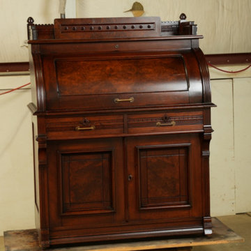Antique Cylinder Roll Top Desk Restored in Our Fort Collins Shop