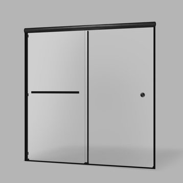 Sorrento Lux Semi Frameless Double Sliding Shower Door, Matte Black, 48"x62"