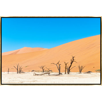 45x30 Namibian Skeleton Trees IV, Framed Artwork, Gold