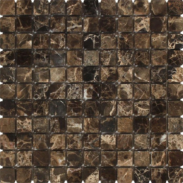 12"x12" European Tumbled Emperador Dark Marble Mosaic, Set of 50