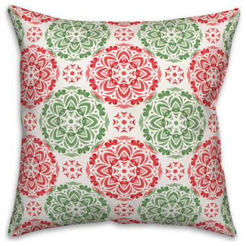 Christmas Kaleidoscope Pattern 18 x 18 Spun Poly Pillow