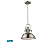 Elk Home - Chadwick 1-Light Small Pendant, Satin Nickel - The Chadwick Collection Reflects The Beauty Of Hand-Turned Craftsmanship Inspired By Early 20Th Century Lighting And Antiques That Have Surpassed The Test Of Time. This Robust Collection Features Detailing Appropriate For Classic Or Transitional Decors. White Glass Compliments The Various Finish Options Including Polished Nickel, Satin Nickel, And Antique Copper. Amber Glass Enriches The Oiled Bronze Finish.