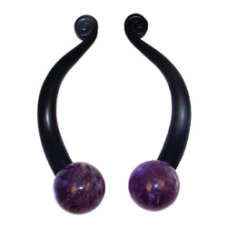 Myterra Gemstone Hardware - Gemstone 4" Cabinet Pull, Sphere In Amethyst - Cabinet And Drawer Handle Pulls
