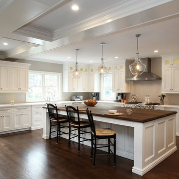 Transitional Kitchen - White & Medium Hardwood
