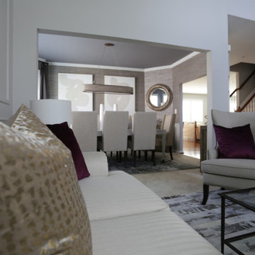 Cream Inspired Foyer, Dining, & Living Room