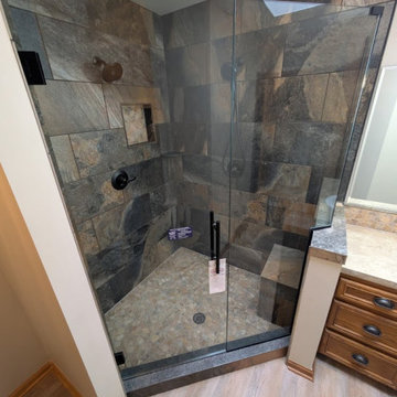 Corner Spa Tub Out, Corner Tile Shower In