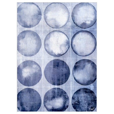 Circles of Blue I Geometric Art Area Rug, 7.5'x10.3'