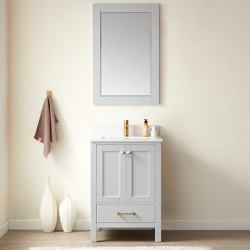 Shannon Bathroom Vanity Set in Paris Gray, 24in., With Mirror