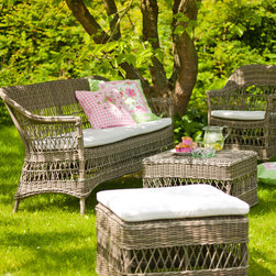 Georgia Garden - Charlot 3-seater & chair, Anna side table & Anna foot stool - Outdoor Lounge Sets