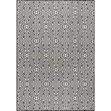 nuLOOM Kelsey Modern Abstract Indoor/Outdoor Area Rug, Black, 2'x8'