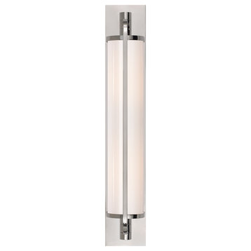 Keeley Tall Pivoting Sconce in Polished Nickel with White Glass