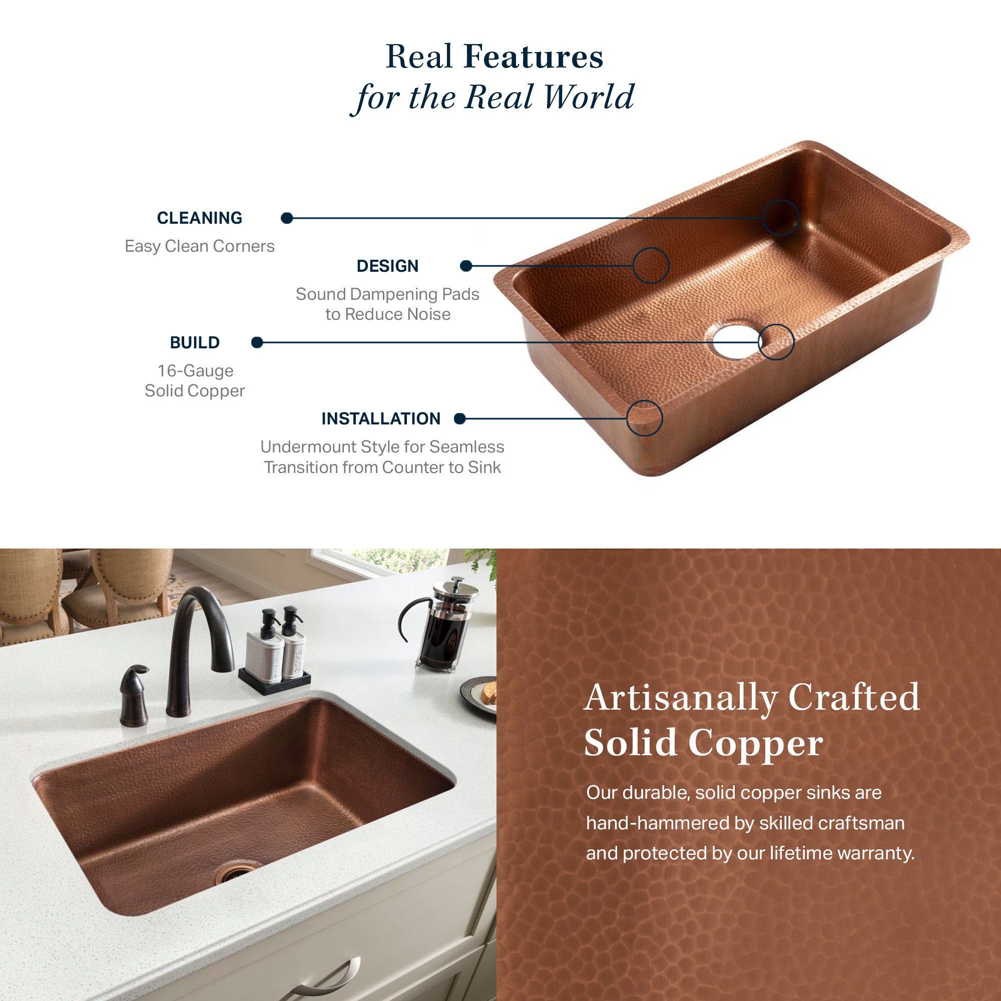 Orwell Copper 30" Single Bowl Undermount Kitchen Sink