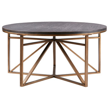 Madison Park Madison Antique Bronze Base Distressed Wood Top Coffee Table