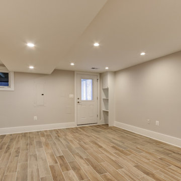 Basement remodeled with bedroom space and extra closet space in Vienna