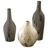 14222 White & Black Drizzled Glaze Ceramic Round Vase