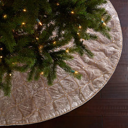 Sudha Pennathur Silver Velvet Christmas Tree Skirt - Christmas Tree Skirts