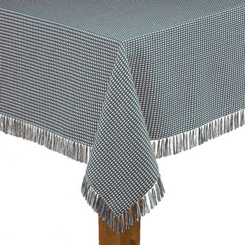 Homespun Fringed 100% Cotton Tablecloth, Hunter Green, 60"x102"