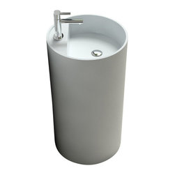 ADM Bathroom Design - ADM Curved Freestanding Pedestal Sink, White, 18" - Bathroom Sinks