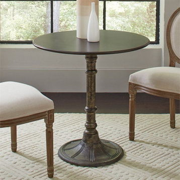Catania Traditional Round Wood Dining Table in Bronze Finish