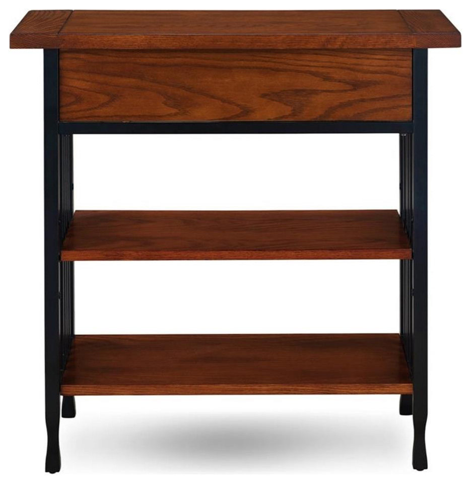 Leick Ironcraft Wood Foyer Bookcase with Drawer Storage in Brown