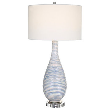 Uttermost Clariot Ribbed Blue Table Lamp, 29998-1