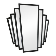 Black Art Deco Fan Style Wall Mirror 55.5cm x 59cm