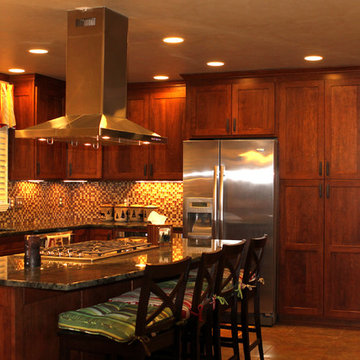 Cherry Wood Traditional Stain Kitchen and Wall Unit
