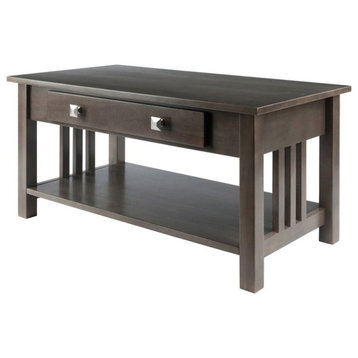 Winsome Stafford Transitional Solid Wood Storage Coffee Table in Oyster Gray