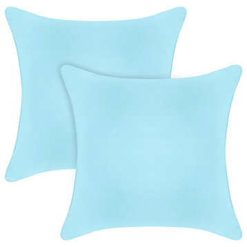 A1HC Soft Velvet Pillow Covers, YKK Zipper, Set of 2, Light Blue, 24"x24"