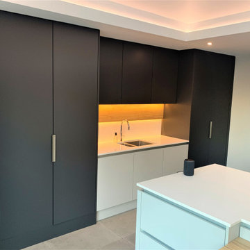 Matt Graphite and Pale Grey Breakfasting Kitchen and Family Room