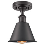 Innovations Lighting - 1-Light Dimmable LED Smithfield 7" Semi-Flush Mount, Matte Black - A truly dynamic fixture, the Ballston fits seamlessly amidst most decor styles. Its sleek design and vast offering of finishes and shade options makes the Ballston an easy choice for all homes.