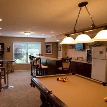 Basement Bar, Gaming Area and Bathroom.